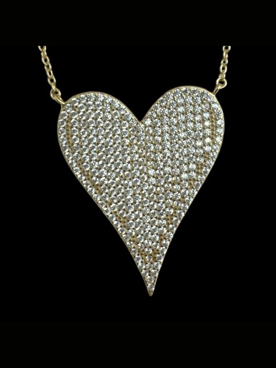 Large Pave Heart Necklace