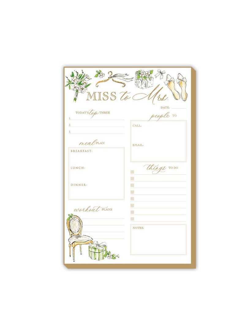 Handpainted Miss to Mrs. Bridal Luxe Large Notepad