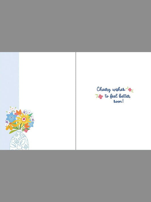 Get Well Greeting Card - Vase on Blue