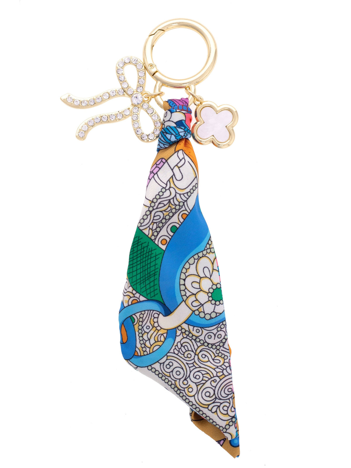 Cassie Pave Bow Scarf Bag Charm in Multi