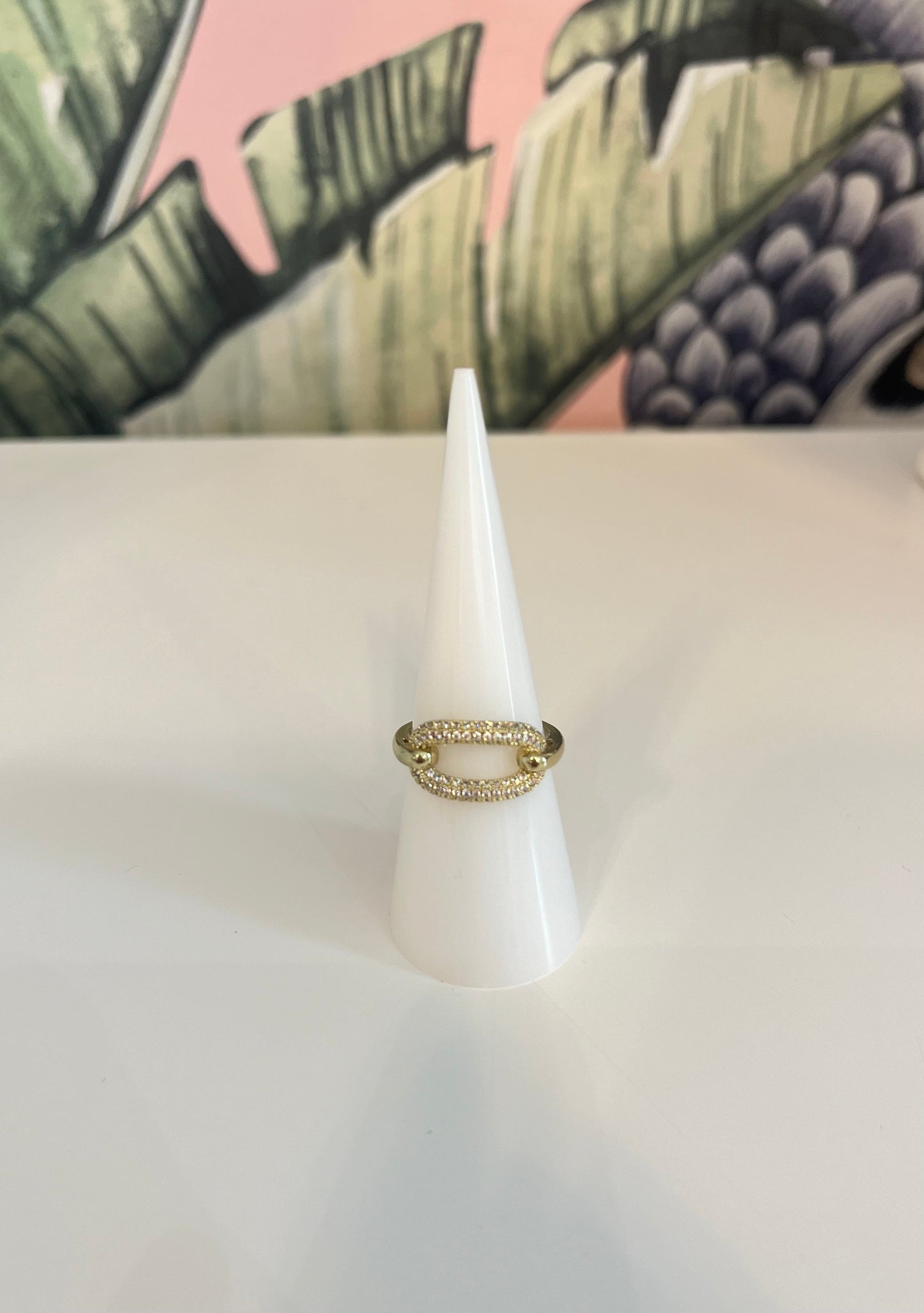 CZ diamond oval ring