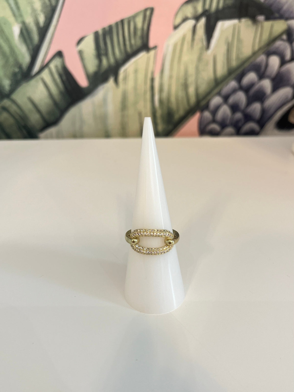 CZ diamond oval ring