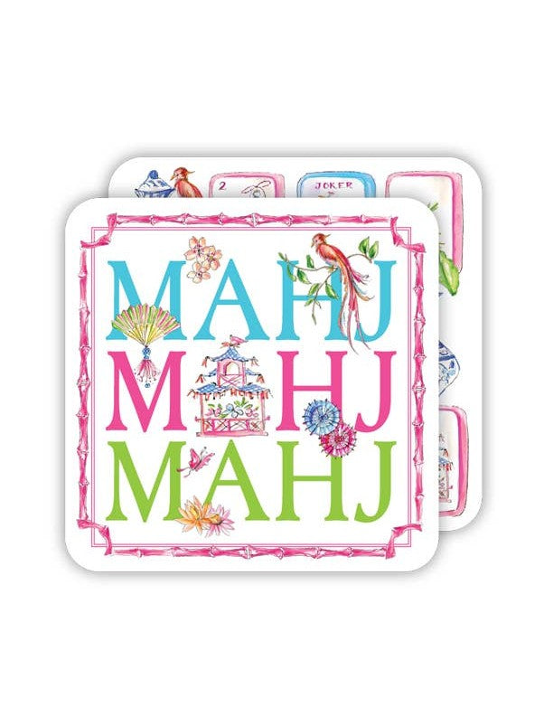 Mahj Mahj Mahj with Mahjong Icons Square Coaster