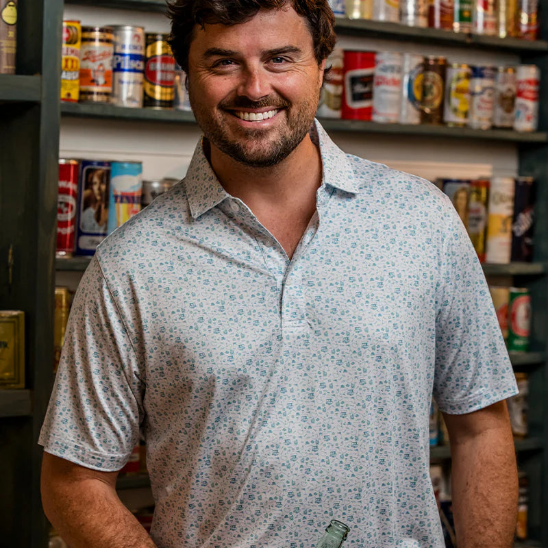 19th Hole Printed Performance Polo - Breeze