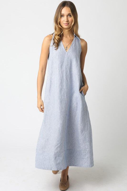 Miley Sleeveless V-Neck Linen Dress