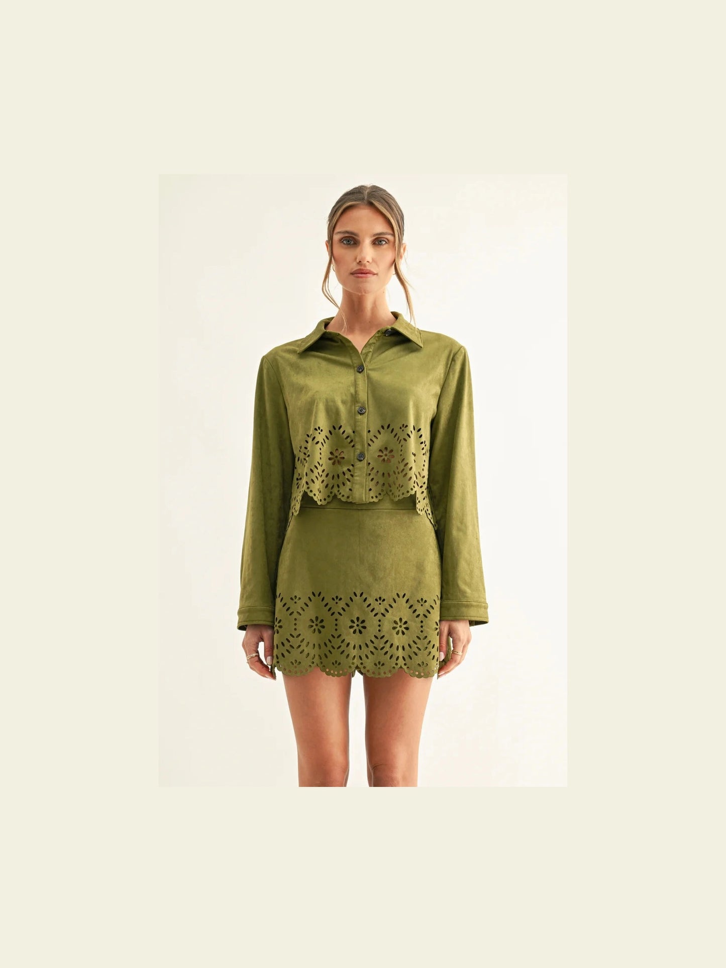 Davi Eyelet Faux Suede Skirt