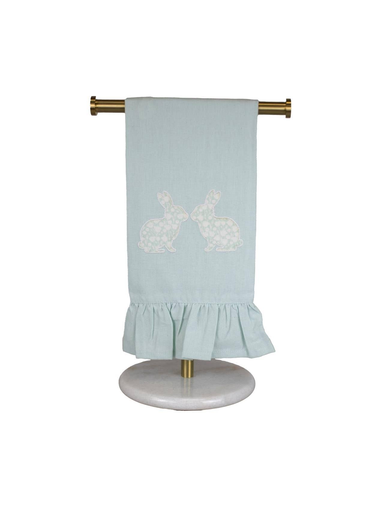 Aubrey Bunny Ruffle Hand Towel Mist/White 20x28