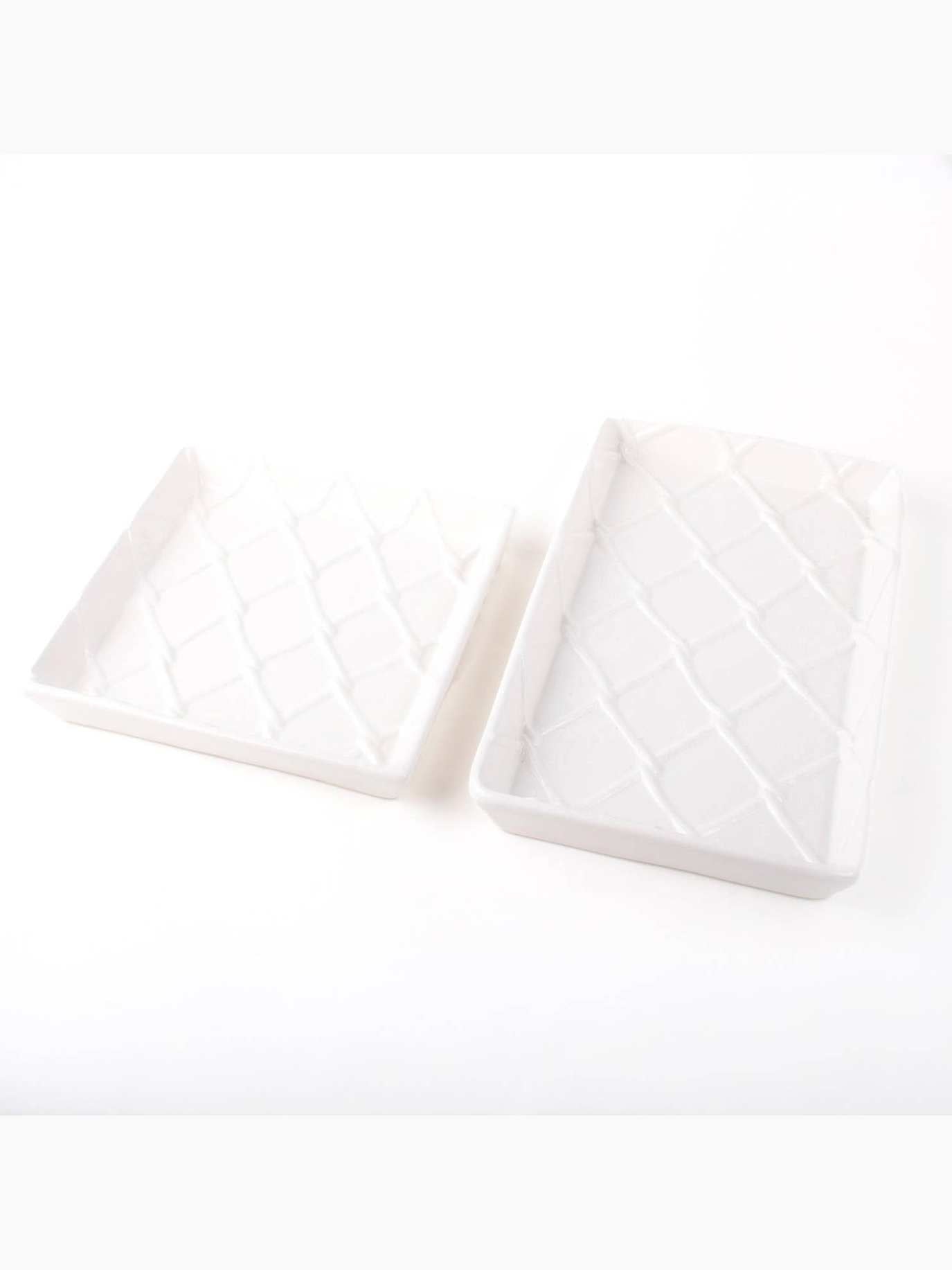 White Textured Beverage Napkin Tray