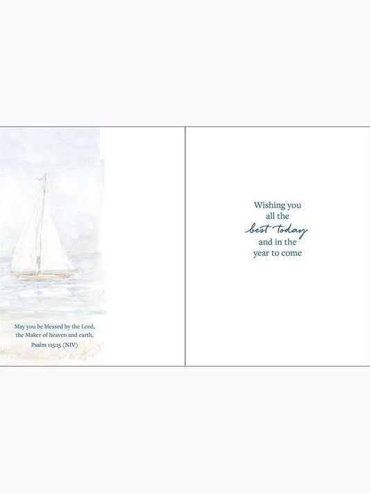 With Scripture Birthday Greeting Card - Sailboats and Gulls