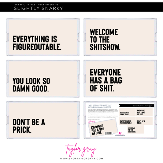 5.5x11 SLIGHTLY SNARKY trinket tray insert set of 5
