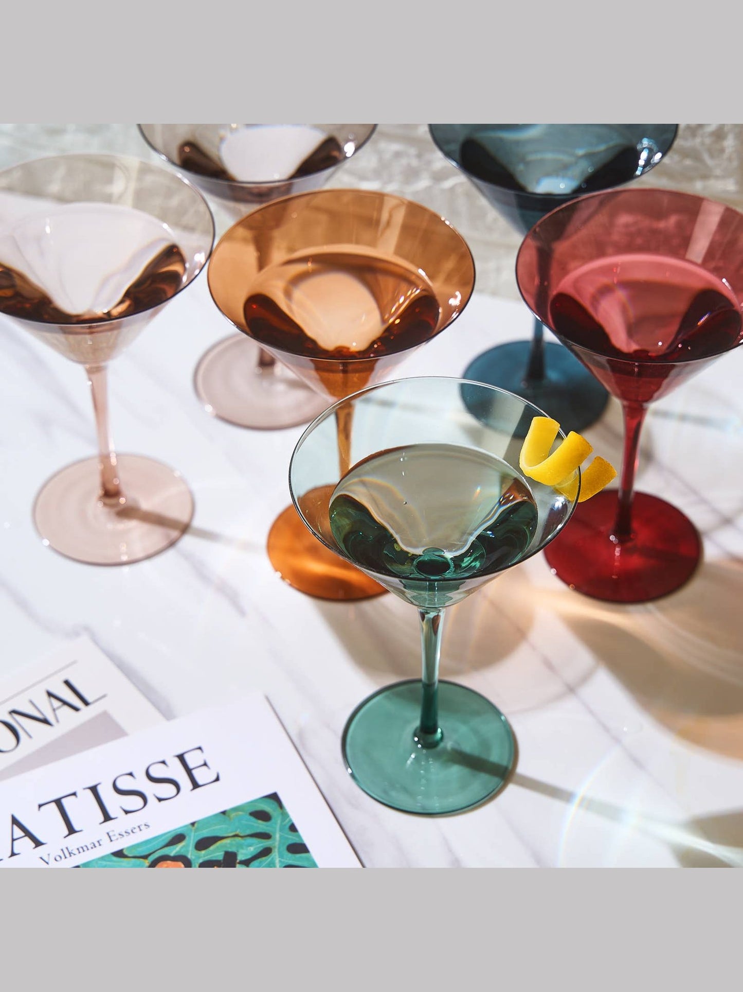 Colored Martini & Cocktail Crystal Glasses, 10oz | Set of 6