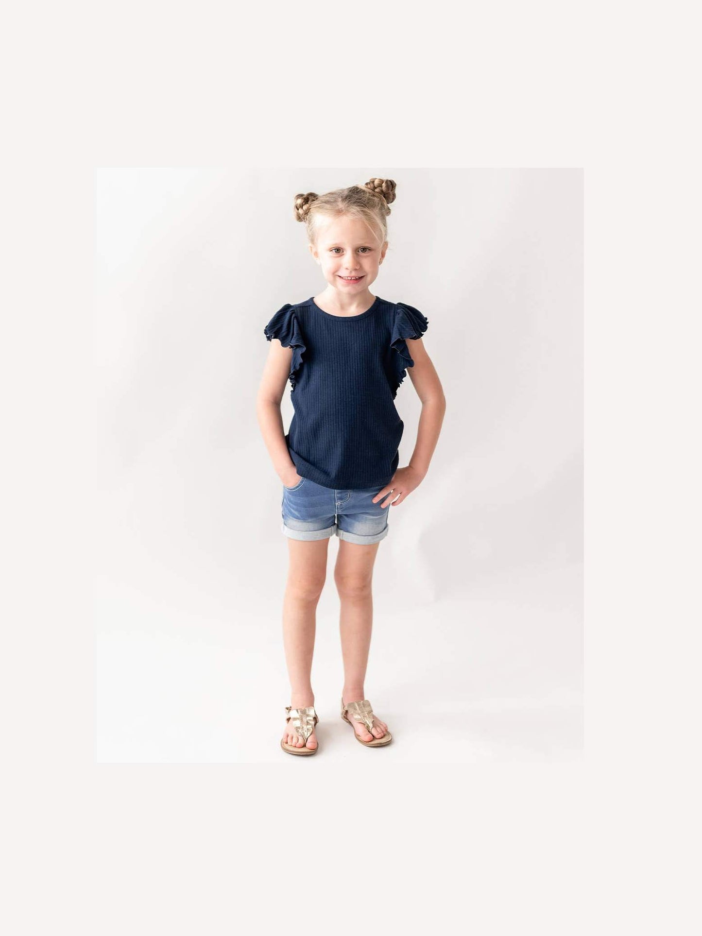 Girls Light Wash Denim Stretch Shorts
