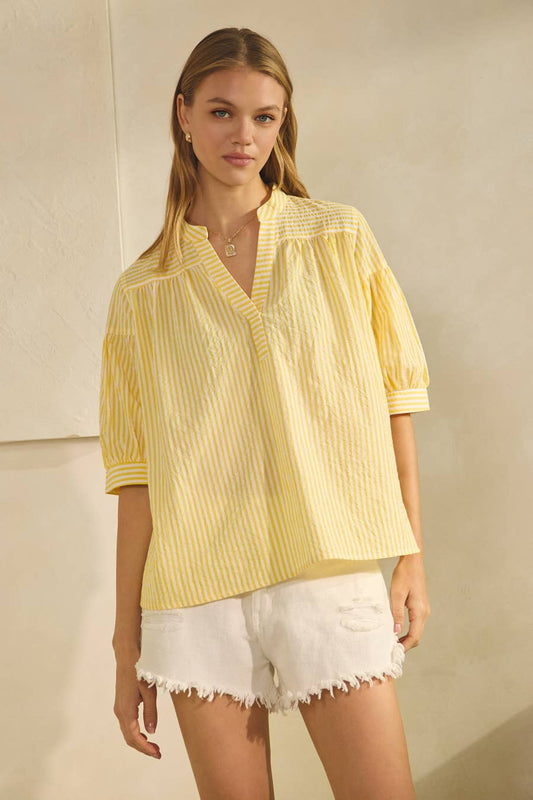 Butter Yellow Striped Blouse