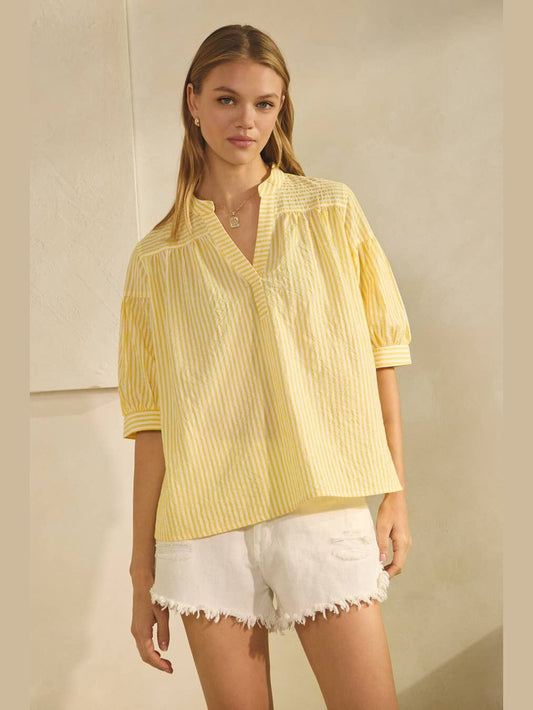 Butter Yellow Striped Blouse