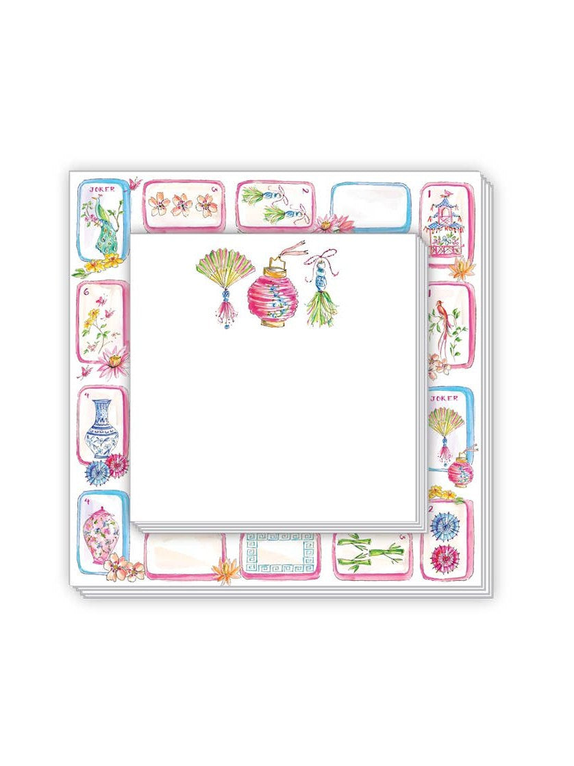 Mahjong Tiles Fan Lantern Tassel Bamboo Notepad Duo