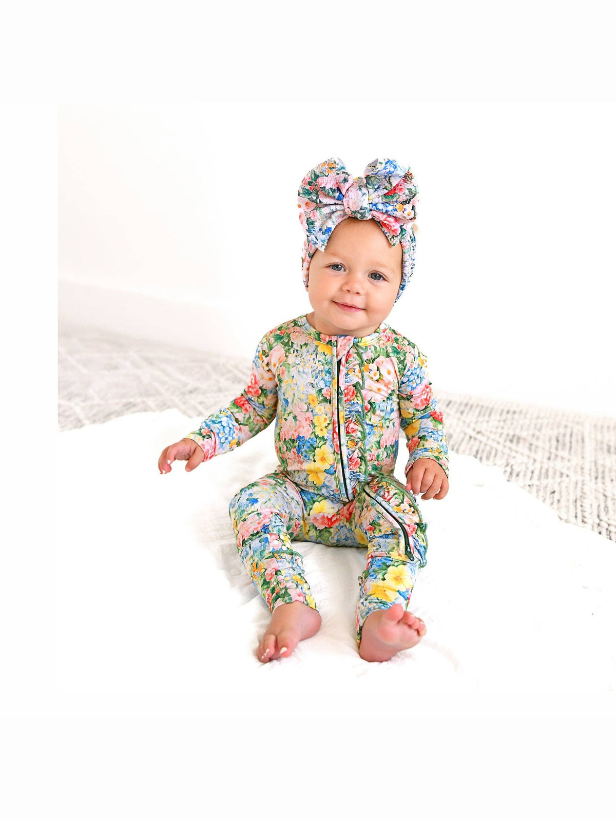 Joanna RUFFLE ZIP Bamboo One Piece Floral Baby Clothing