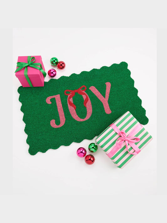 "JOY" SCALLOPED DOORMAT, GREEN
