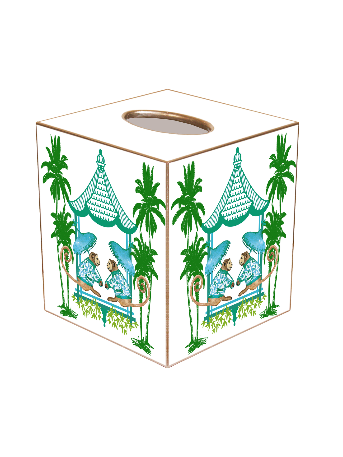 Aqua Green Monkey Chic Tissue Box