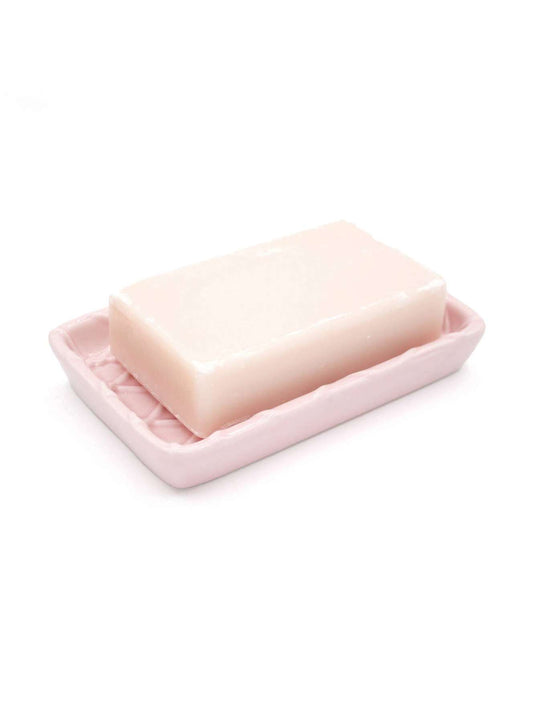 Pink Textured Ceramic Bar Soap Dish