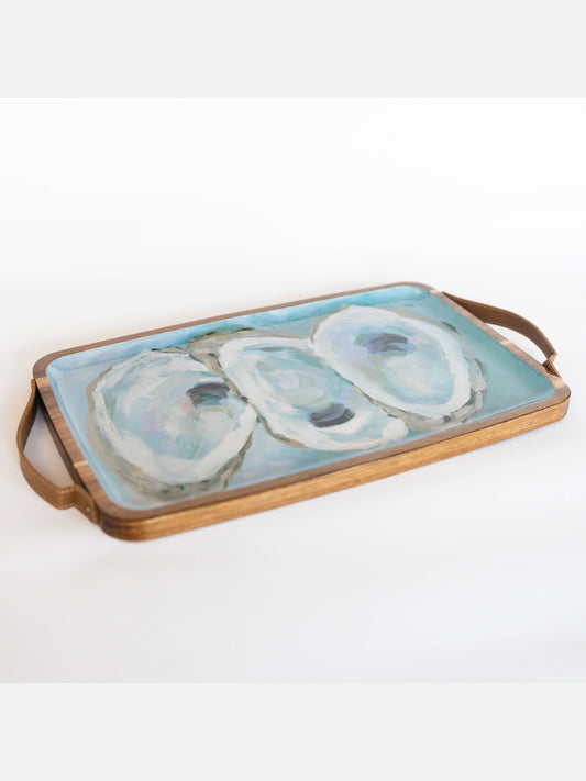 Wooden Serving Tray (Rectangle) - Coastal Oysters
