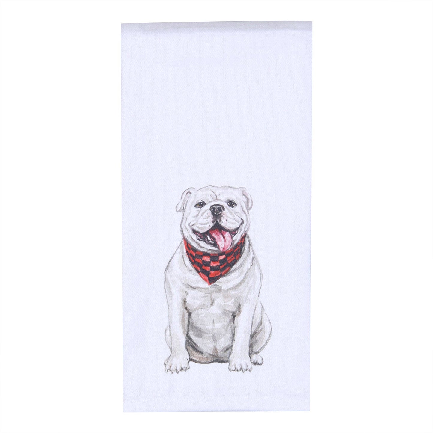 Watercolor Bulldog Tea Towel