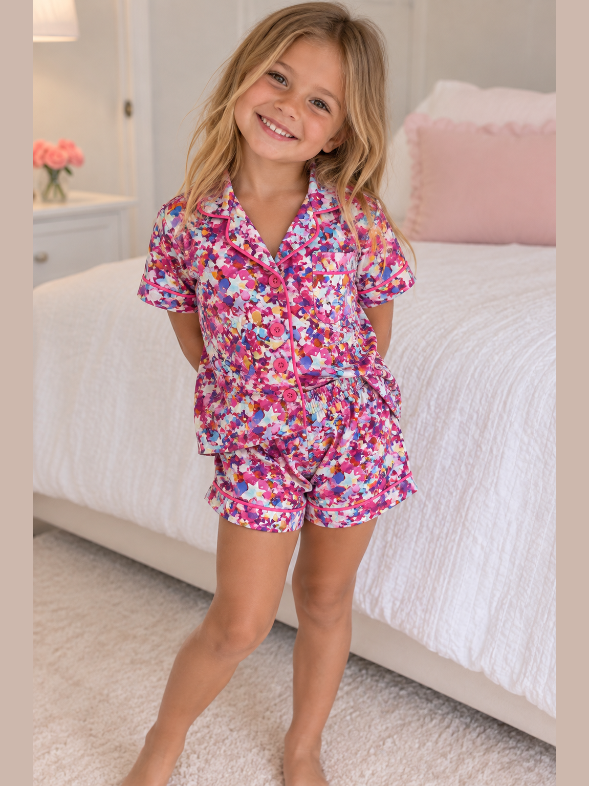 Confetti Print Girls Bamboo Loungewear Set
