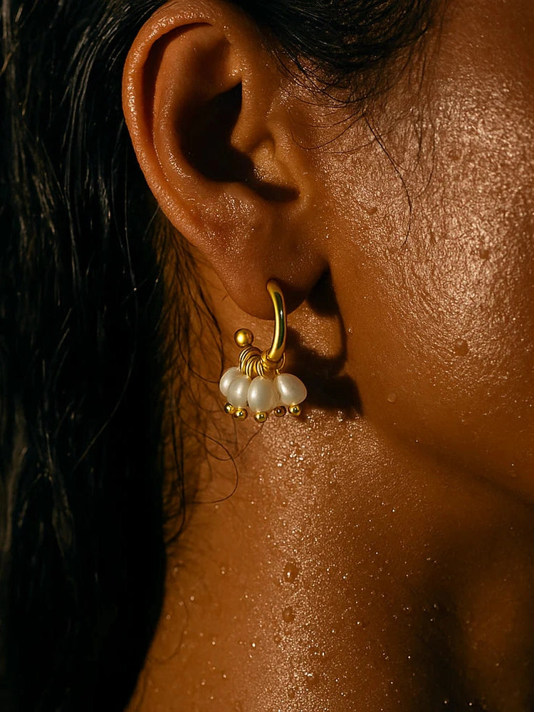 Chara Mini Hoop Pearl Earring