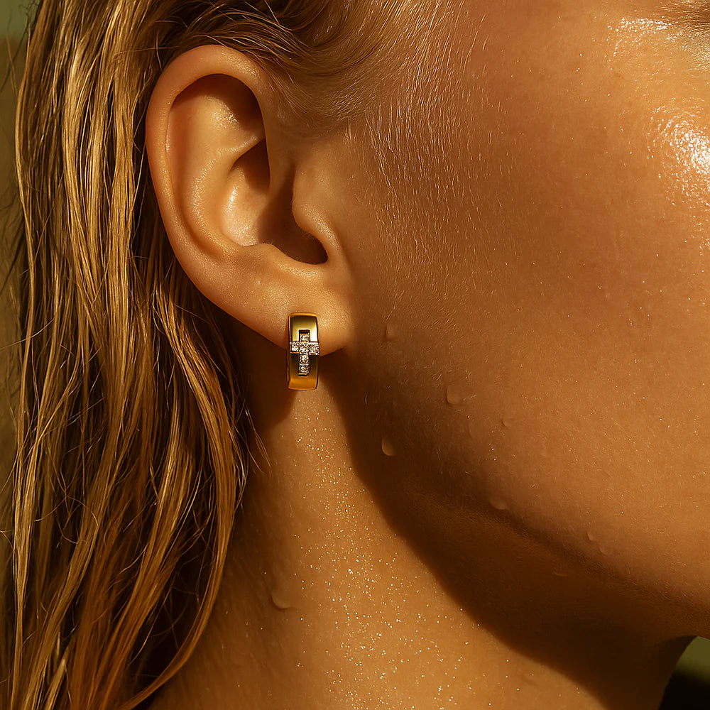 Denali Cross Huggie Hoop Earring