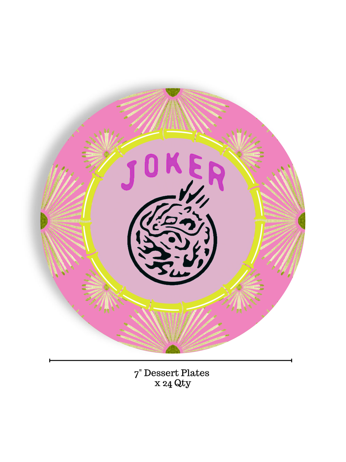 Mahjong Psych Joker 24ct 7" Dessert Paper Plates