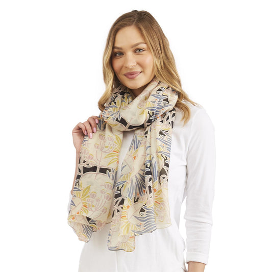 Deco Daisy Print Mauve Scarf