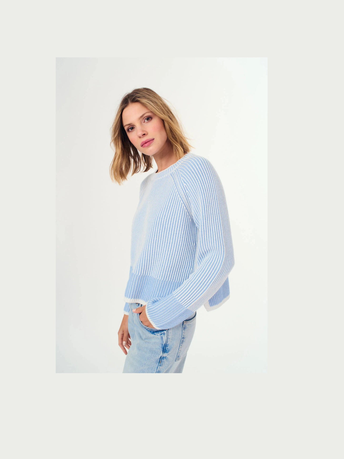 Sky Two-Tone Crew Sweater