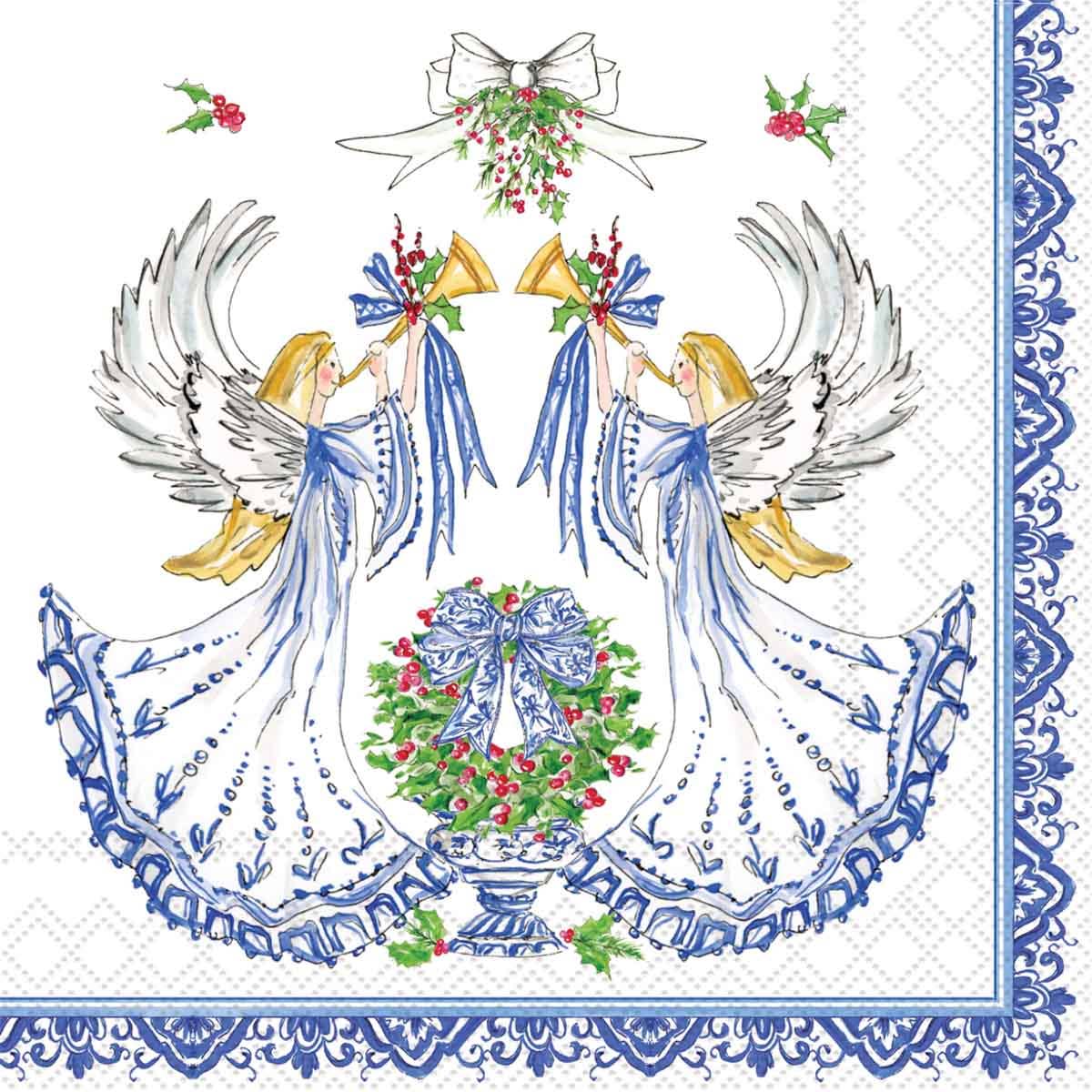 Paper Cocktail Napkins 20 Ct Blue Angels In Harmony