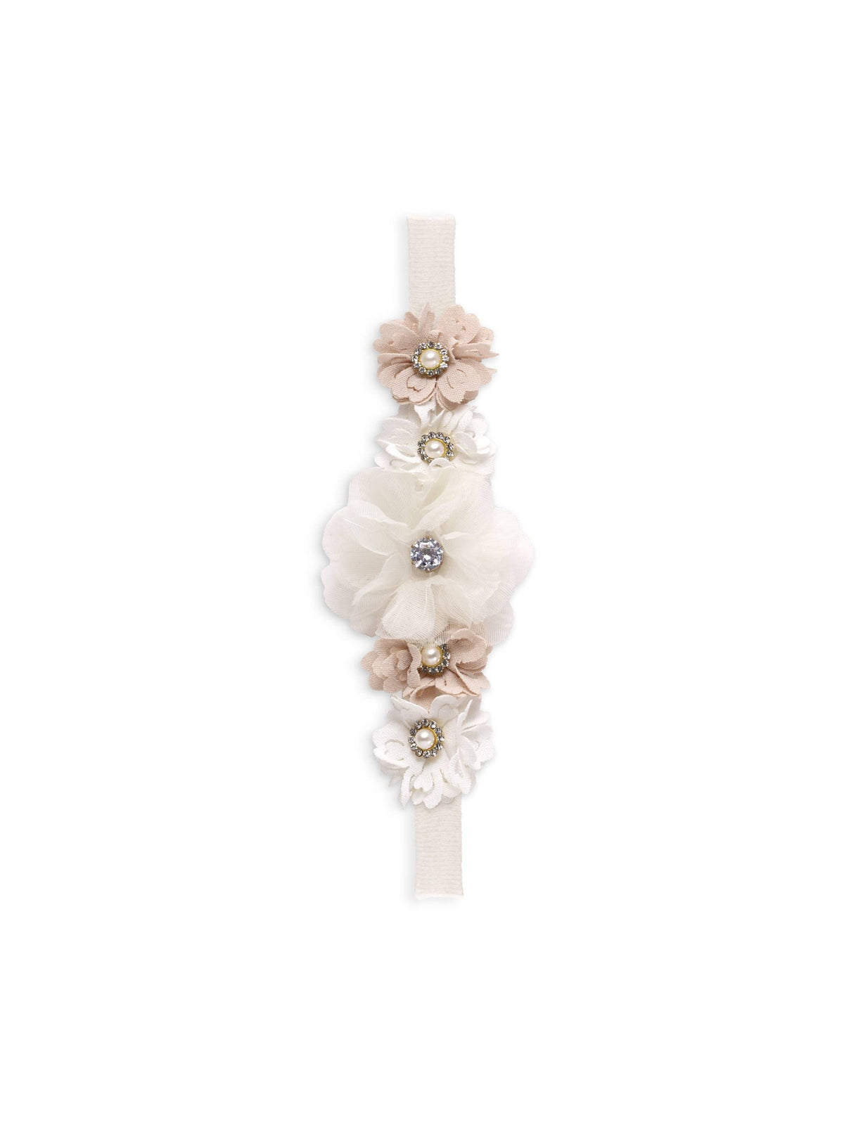 Girl's Headband with Faux Flowers & Pearls
