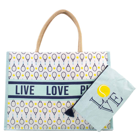 Tennis Love Juco Tote Sky/Navy/White 19x14x7.5