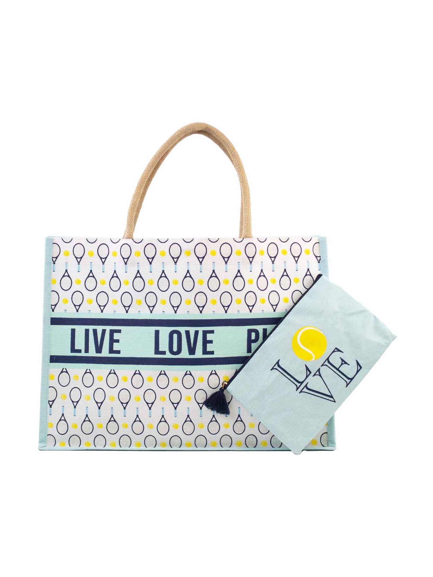 Tennis Love Juco Tote Sky/Navy/White 19x14x7.5