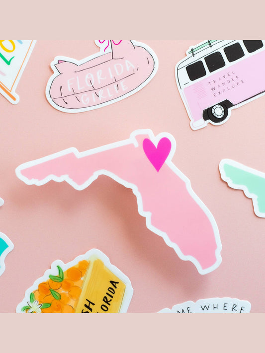 Pink Florida Heart Sticker