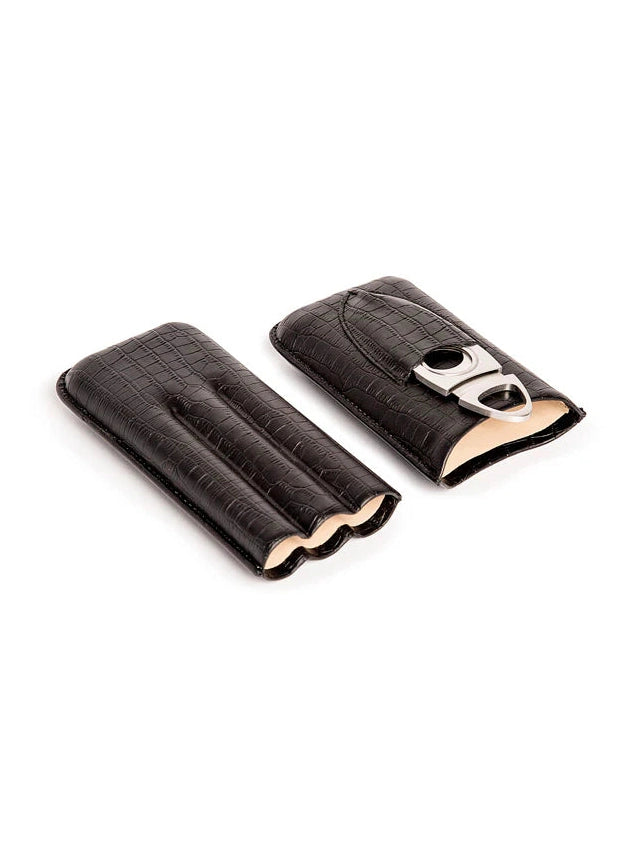 Black Croc Triple Cigar Holder