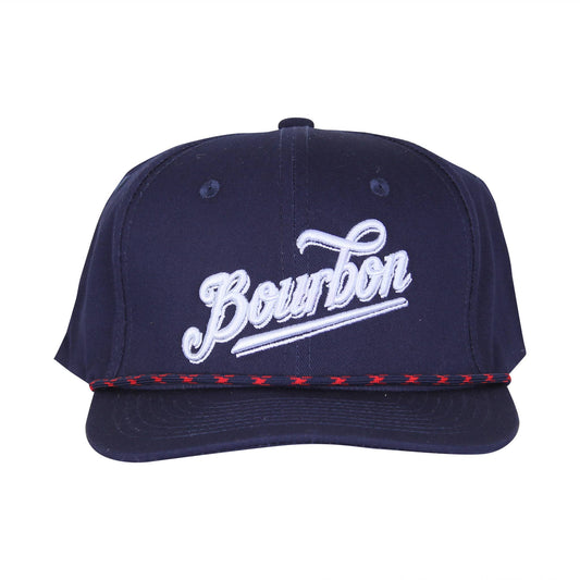 Navy Bourbon Word Stitched Rope Hat