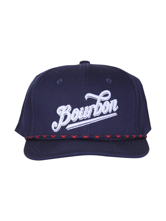 Navy Bourbon Word Stitched Rope Hat