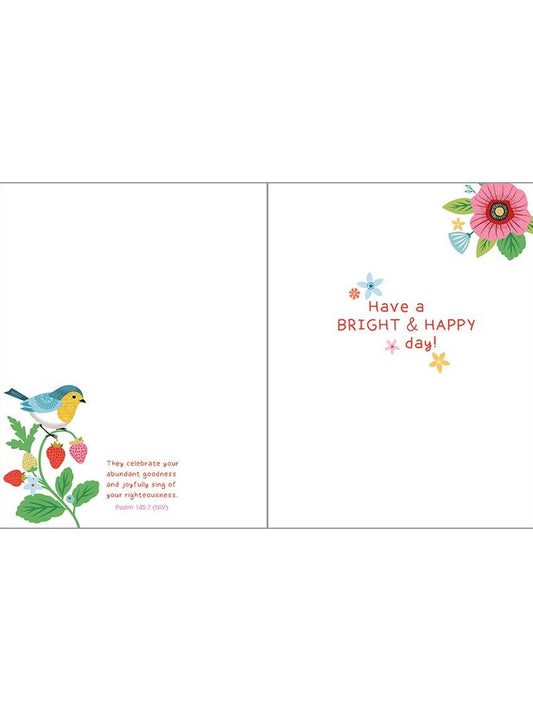 With Scripture Birthday Greeting Card - Bird & Strawberries