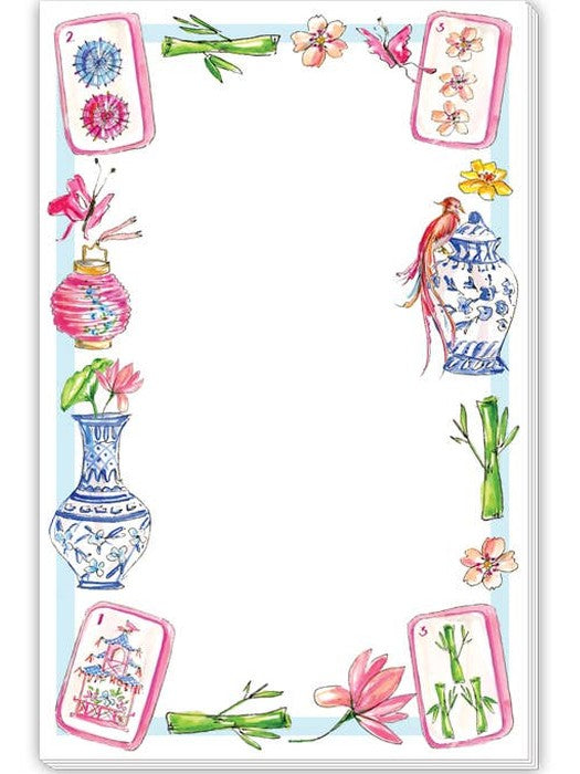 Handpainted Mahjong Icons Border Large Notepad