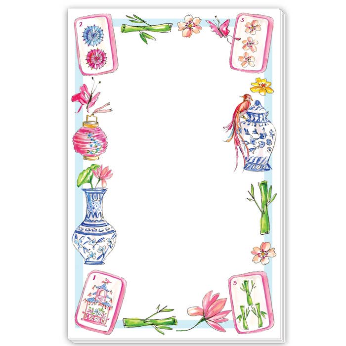 Handpainted Mahjong Icons Border Large Notepad