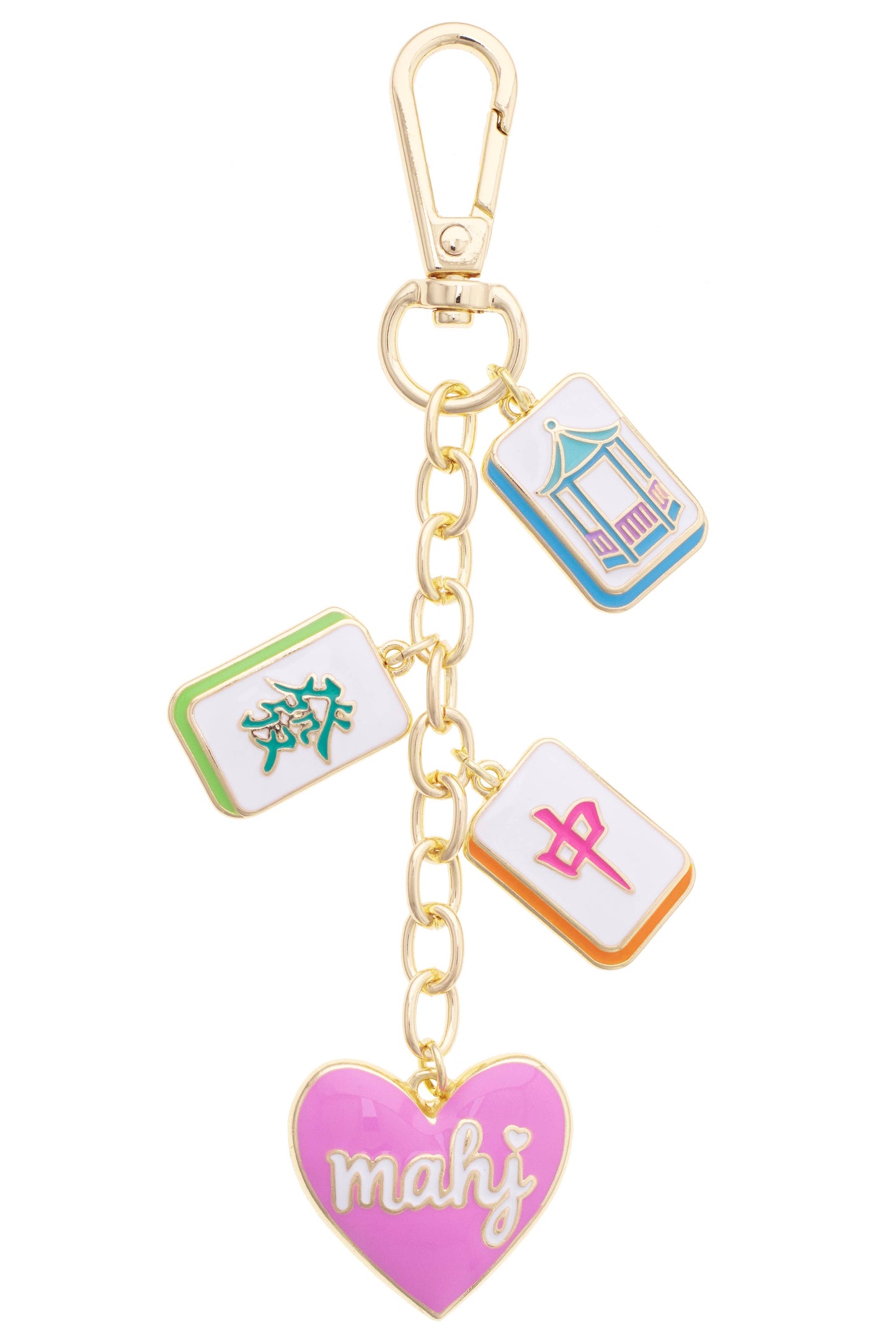 Oh My Mahj Heart Cluster Bag Charm in Pastel Multi