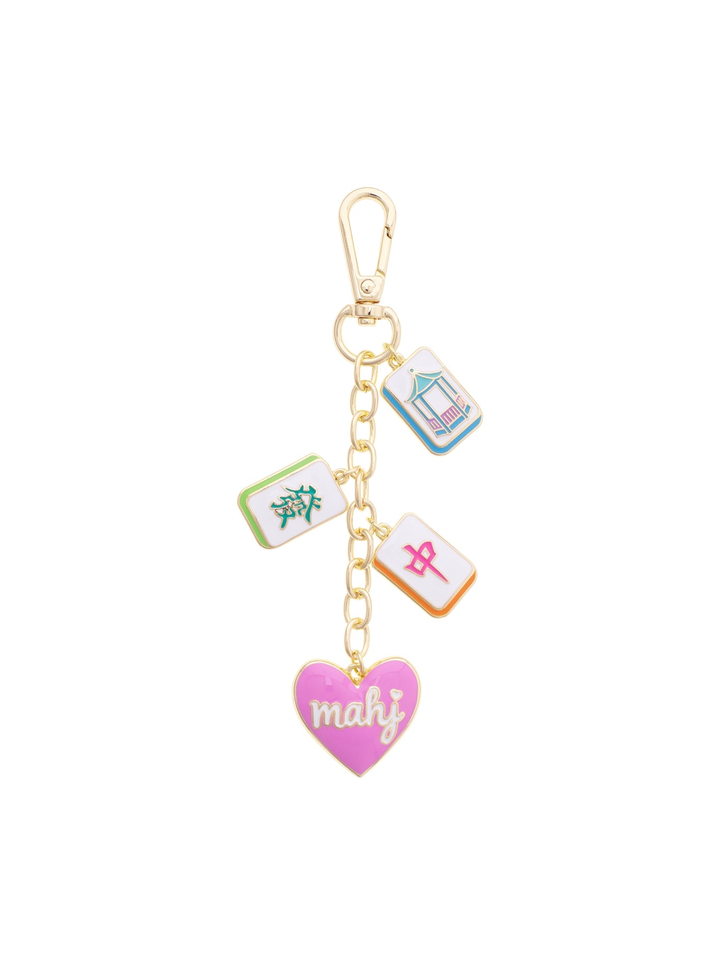 Oh My Mahj Heart Cluster Bag Charm in Pastel Multi