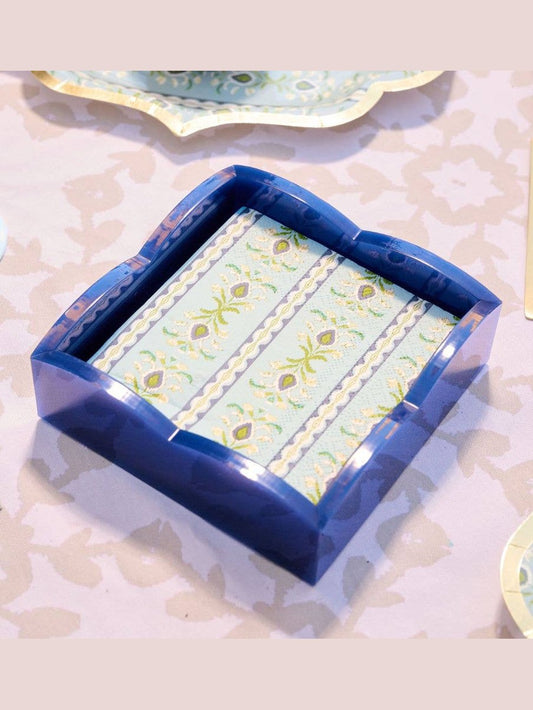 Navy Palm Acrylic Scalloped Cocktail Napkin Holders, SumnerEdit