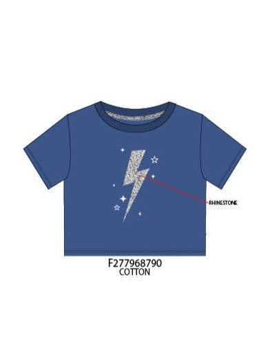 Rhinestone Lightning Bolt T-shirt - TWEEN GIRLS