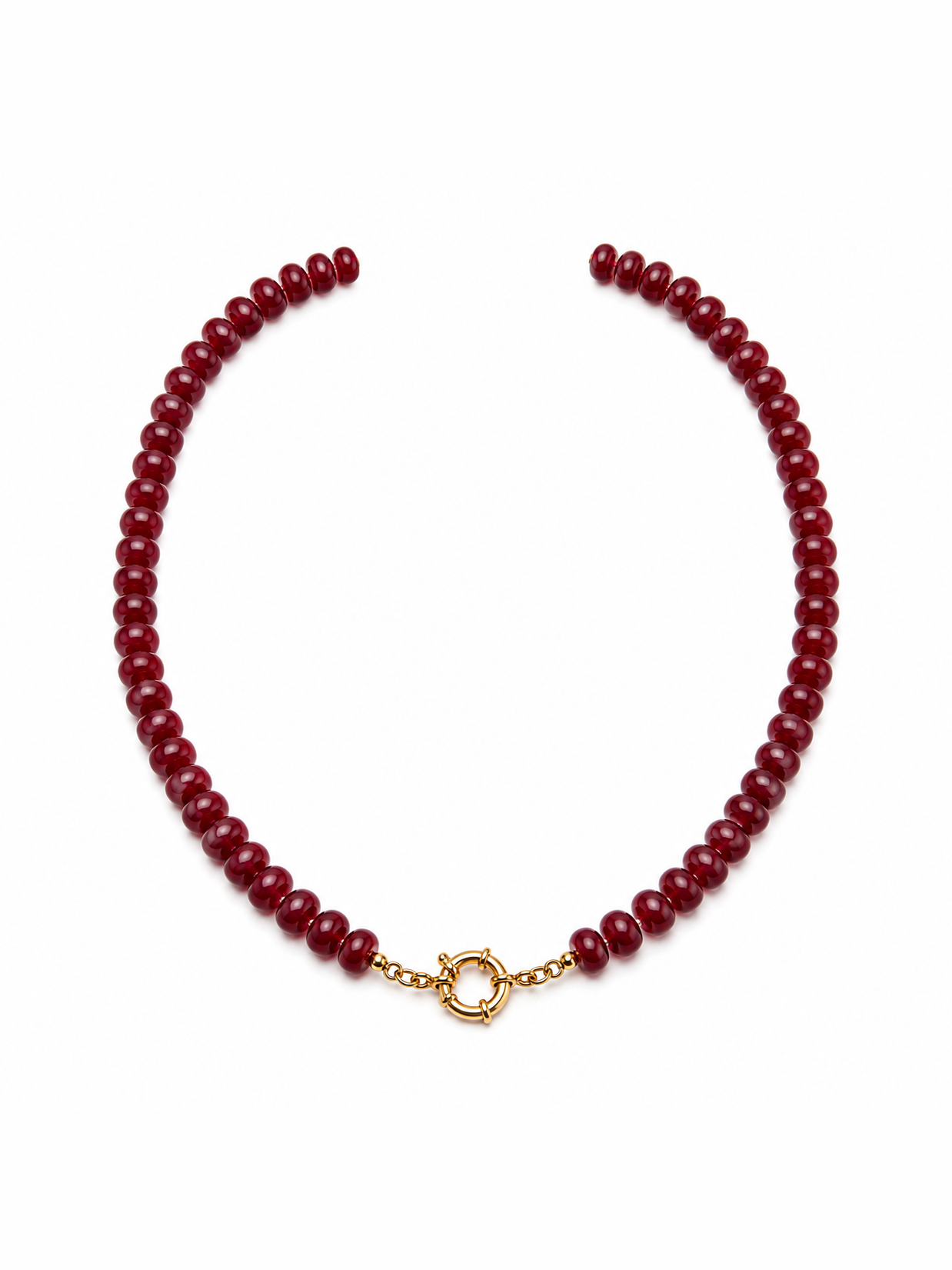 Maroon Sailor Clasp Glass Beaded Necklace