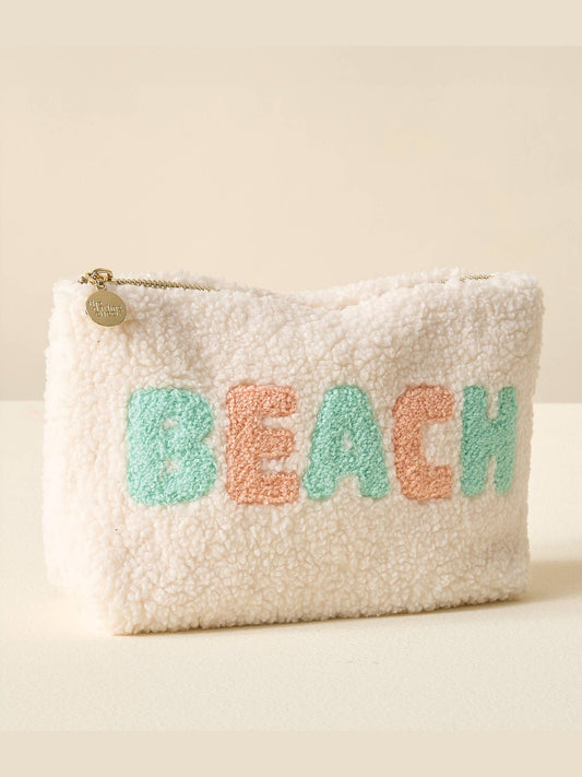 Cream Teddy Pouch - Beach