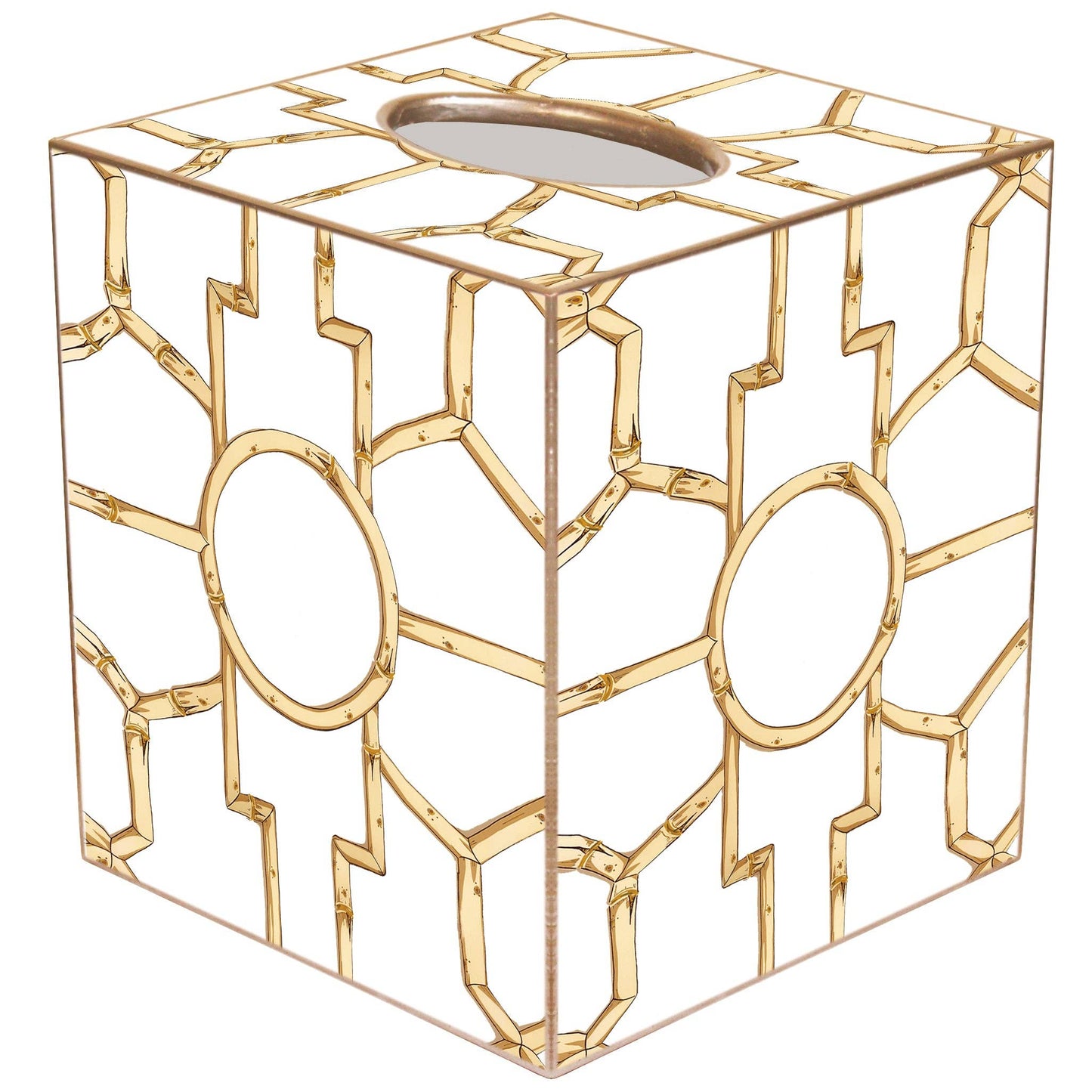 TB8627-Bamboo on White Tissue Box Cover