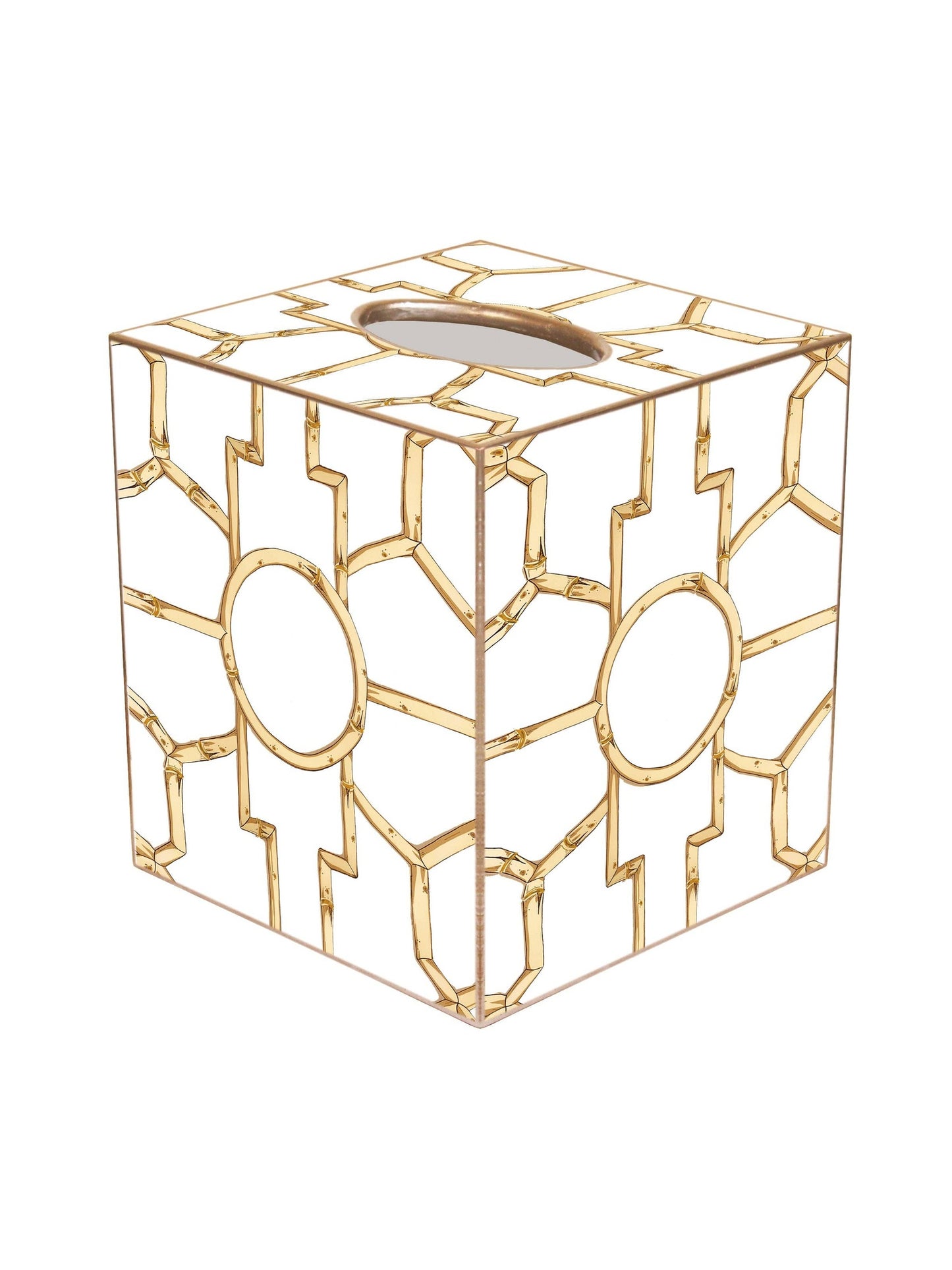 TB8627-Bamboo on White Tissue Box Cover